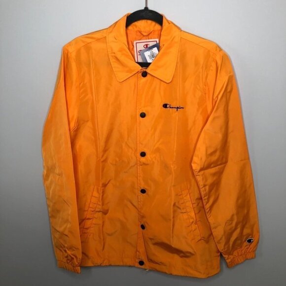 MEN'S Champion Reverse Weave Coach Varsity Jacket Orange Size Small - Picture 2 of 8